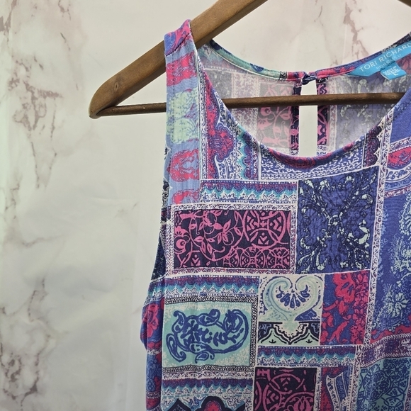 Tori Richard Dress Womens Large Pink Blue Purple Pink Floral Maxi Tank Honolulu - Picture 2 of 9